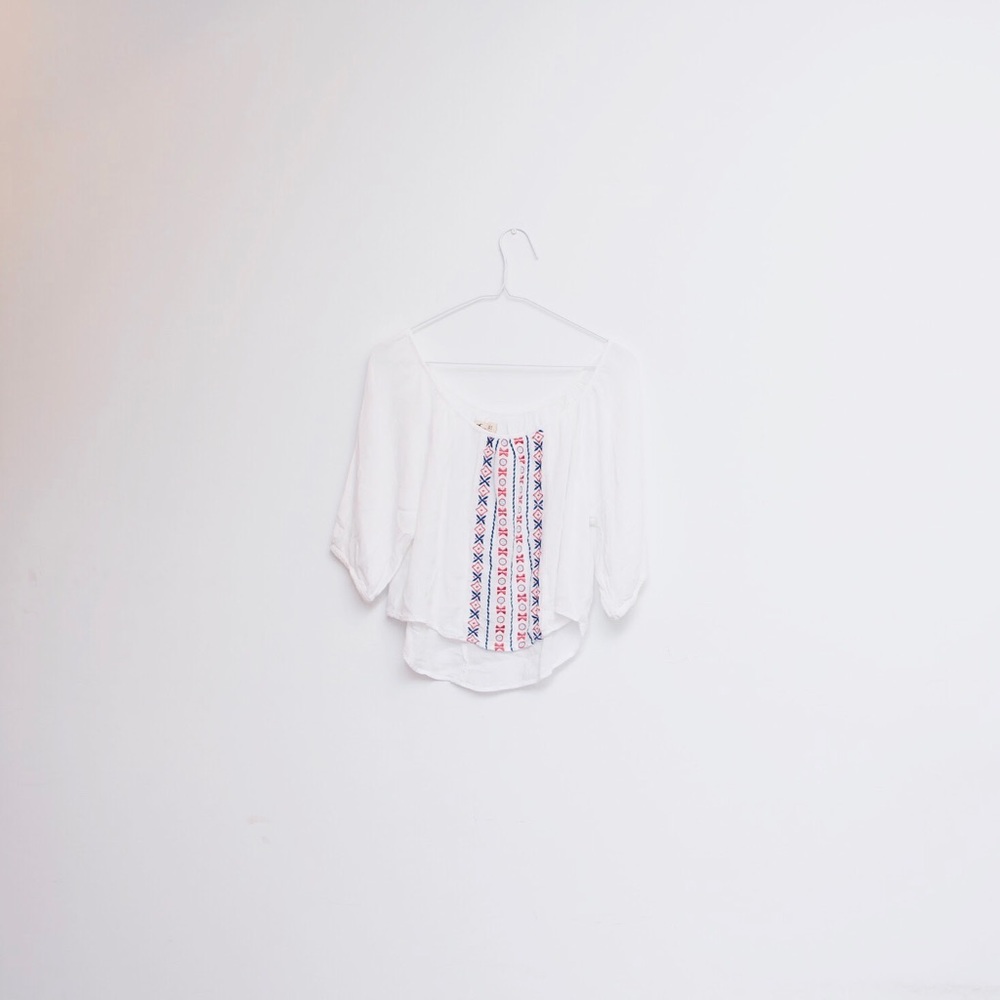Hollister Embroidered Cropped Blouse
